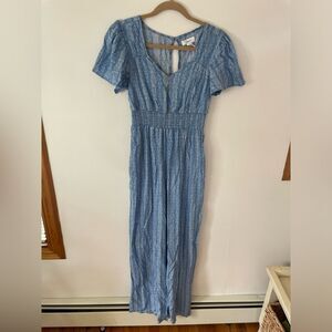 Japna Blue and White floral Jumpsuit, size medium. New without tags